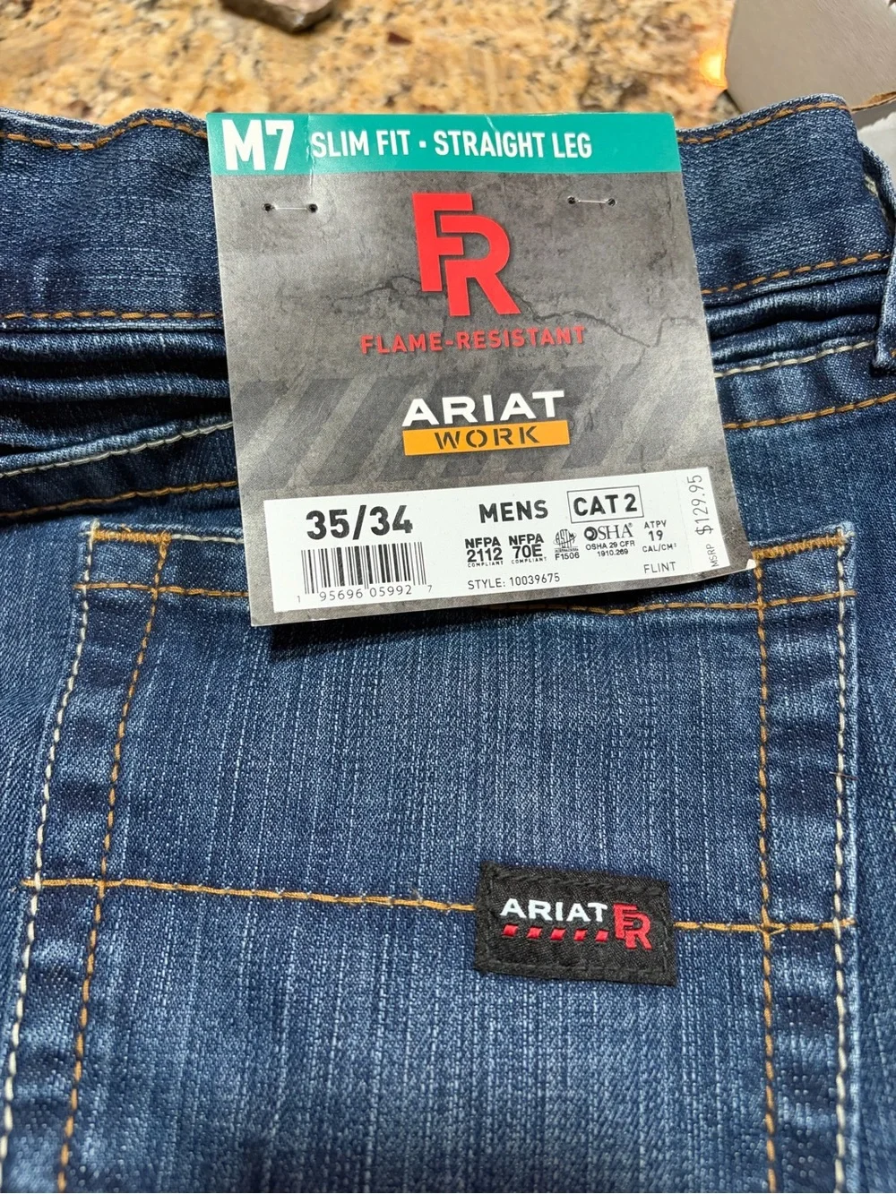Brand new Ariat Men’s slim fit flame resistant Dark Blue Straight-Leg Jeans